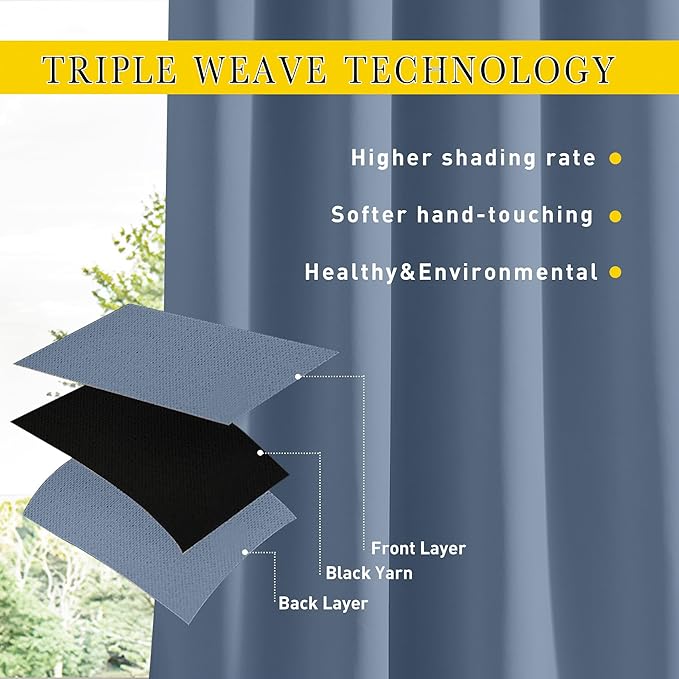 NICETOWN 2 Panels Outdoor Curtains Waterproof Pocket & Back Tab on Top & Bottom - Image 5