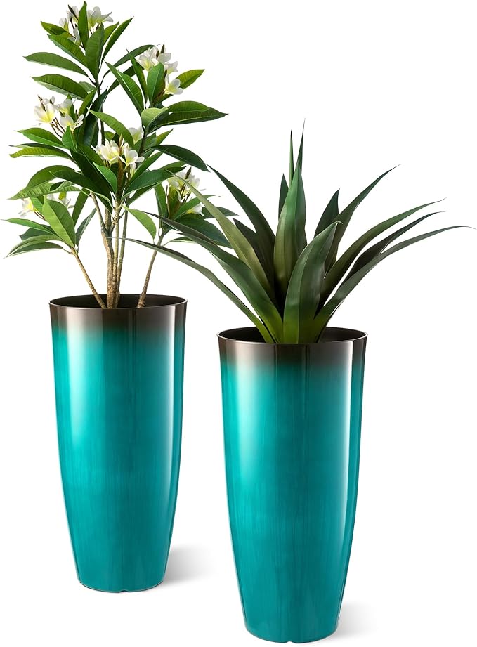 Glitzhome 30" H Tall Outdoor Planter, Plastic Large Flower Pots - Image 9