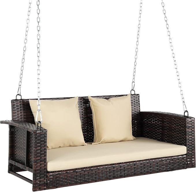 VINGLI Heavy Duty 800 LBS Wicker Hanging Porch Swing by VINGLI