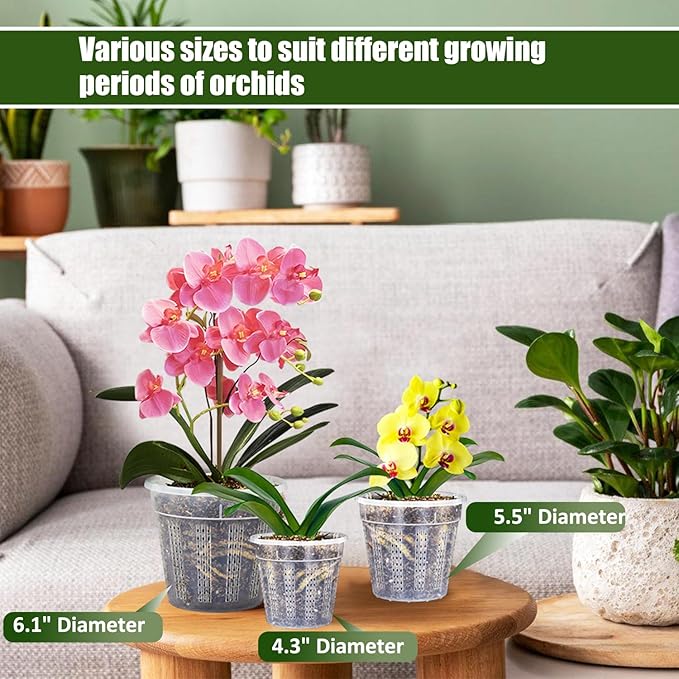 Orchid Pot, 2 Each of 4.3", 6.1" Orchid Pots - Image 2