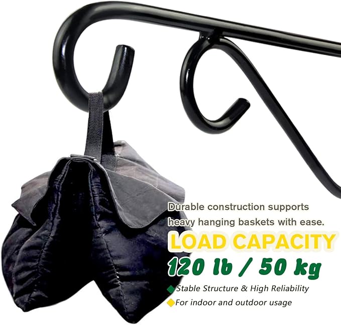 12 Inch Hanging Plant Bracket, Thick Solid Steel Wall Mount Bracket - Image 3