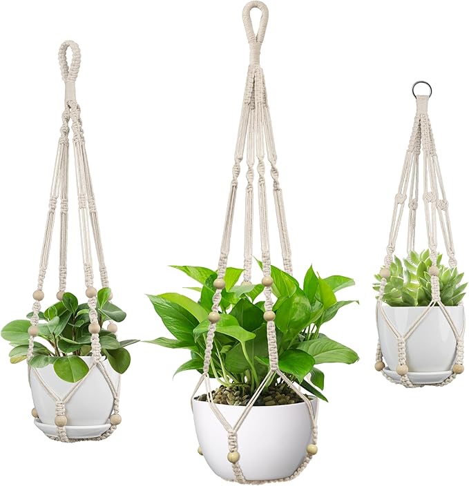 USLAI Macrame Plant Hanger Indoor Outdoor, Fits 4 to 15 Inch Pots, Strong by USLAI