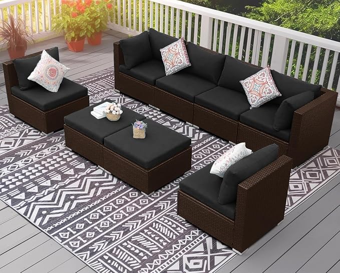 NICESOUL 8 Seater Modern Backyard Furniture Set, 29.3'' High Back Luxury Comfy - Image 3