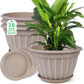 FGstyle 4 Pack 16 inch Plant Pots, Retro Vertical Stripe Planters by FGstyle