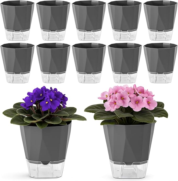 12 Pack Self Watering Pots for Indoor Plants, 5 Inches Self Watering Planters by Planterhoma