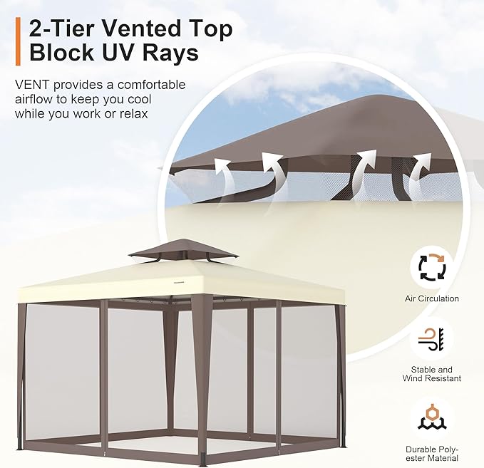 Patio Gazebo Tent Outdoor Canopy Shelter 10'x10' - Image 2