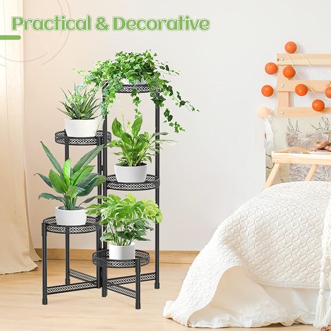 iDavosic.ly Plant Stand Indoor Outdoor, 5 Tier Corner Metal Flower Display - Image 8