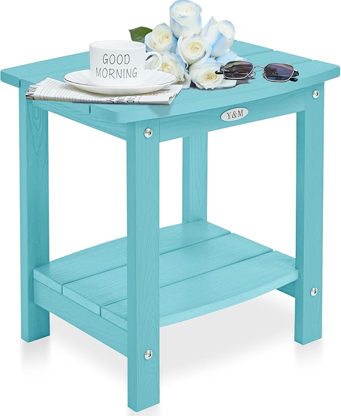 Y&M Outdoor Side Table, HIPS Adirondack Small Double Layer Table, Waterproof by YM