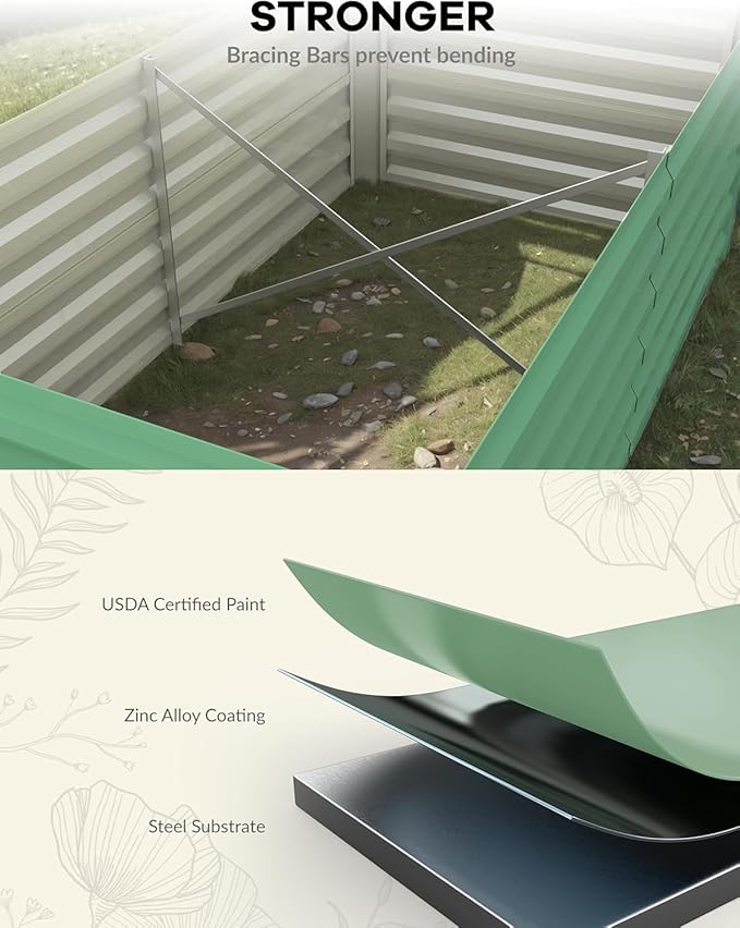 GarveeLife 2pcs 6x3x2 ft Galvanized Raised Garden Bed, Rust-Resistant Raised - Image 3