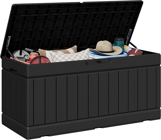 JUMMICO 78 Gallon Outdoor Deck Box Large Resin Storage Box by JUMMICO