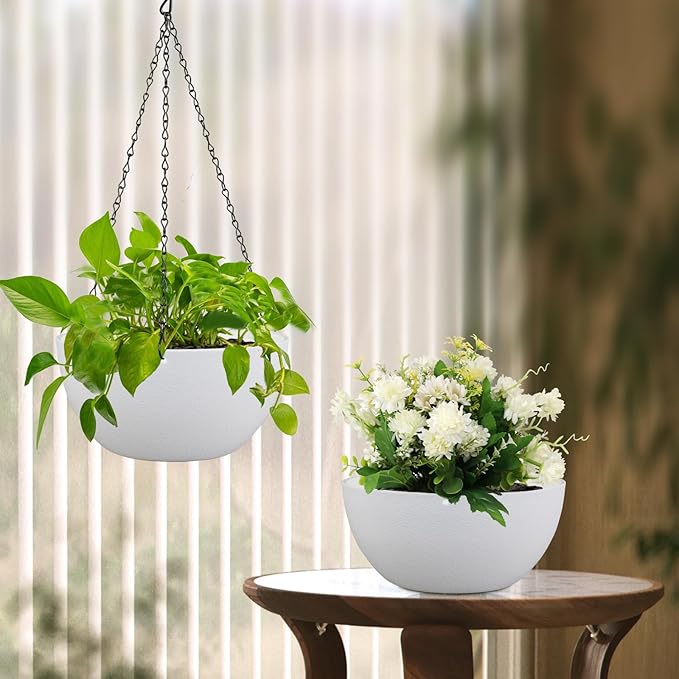 12 inch Large Hanging Planters for Indoor Outdoor Plants, 2 Pack Hanging Flower - Image 7