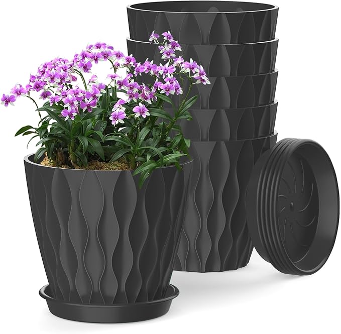 6 Inch Plant Pots, 6 Pack Indoor Flower Pots, Planters by SQKH