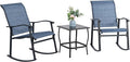 Vongrasig 3 Piece Outdoor Rocking Bistro Set, Textilene Fabric Small Patio by Vongrasig