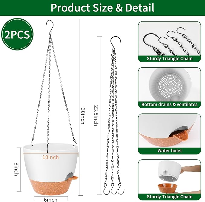 GARDIFE Hanging Planter, 10 inch Hanging planters - Image 2