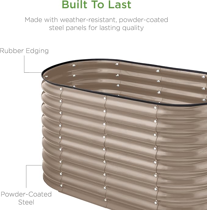 Best Choice Products 4x2x2ft Outdoor Metal Raised Garden Bed, Oval Deep Root - Image 5