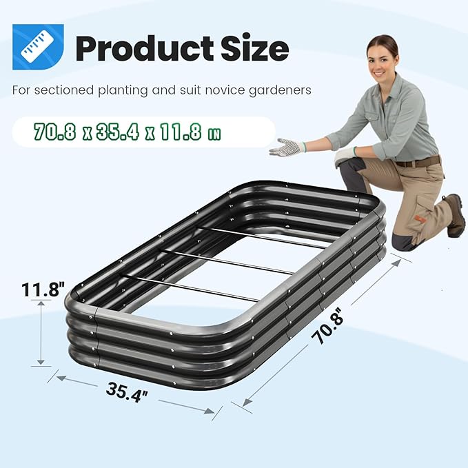 Quictent Galvanized Raised Garden Bed Kit, Dark Grey - Image 6