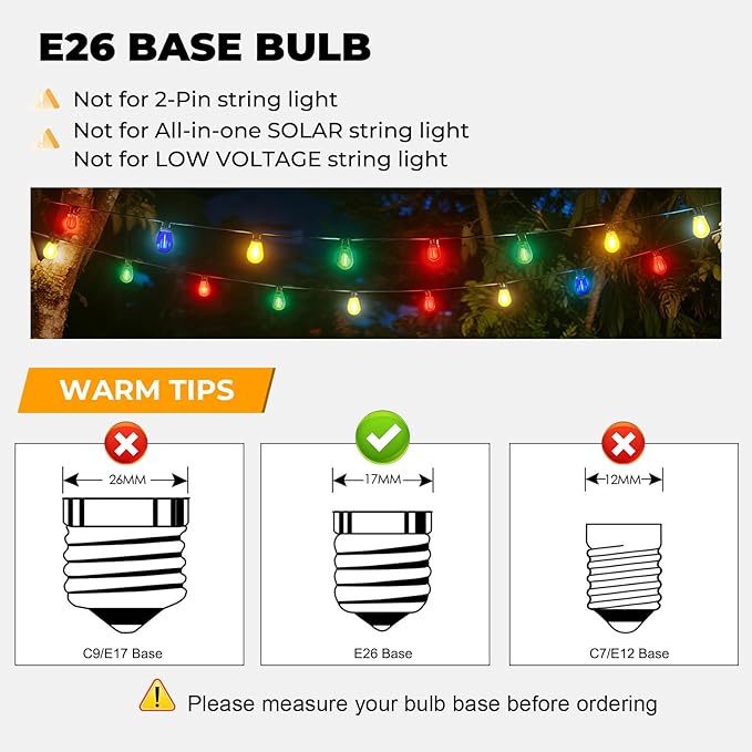 24 Pack S14 Colored LED String Light Bulbs, 1W Plastic Shatterproof Replacement - Image 3