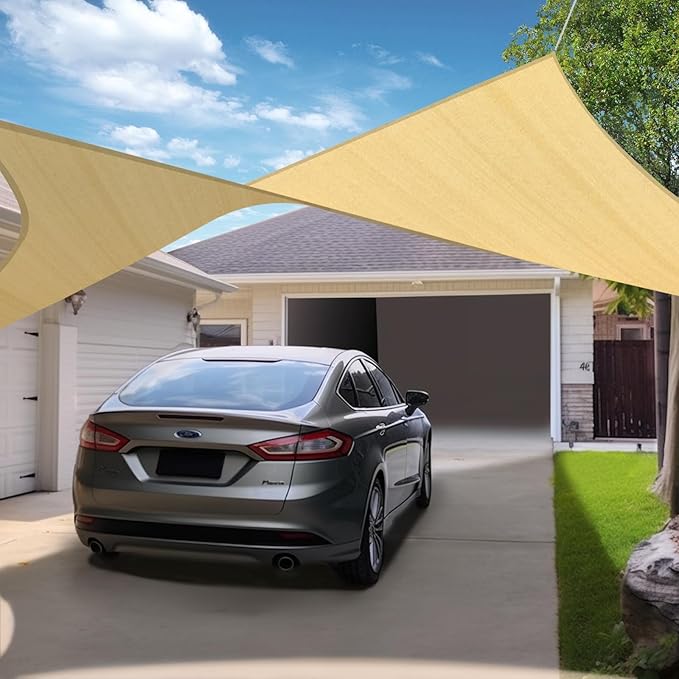KANAGAWA Sun Shade Sail Curved 10'X13' Beige Rectangle Outdoor Shade Cover UV - Image 6