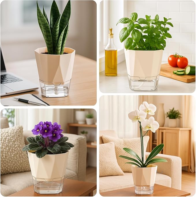 2 Pack Self Watering Pots for Indoor Plants, 8.4" Self Watering Planters Large - Image 6