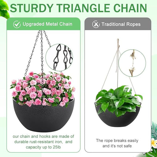 10 inch Hanging Planters for Indoor Plants, 2 Pack Planters for Outdoor Plants - Image 2