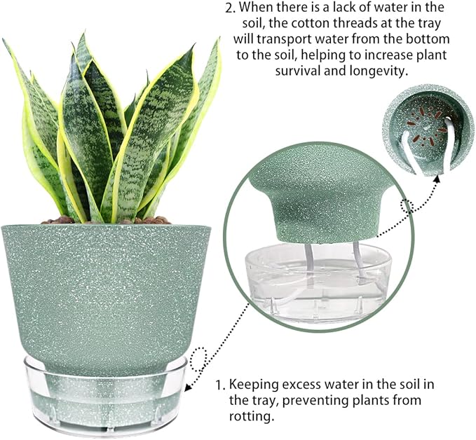 2024 Upgraded 5 Pack 6-Inch Self-Watering Planter Pots - Image 5