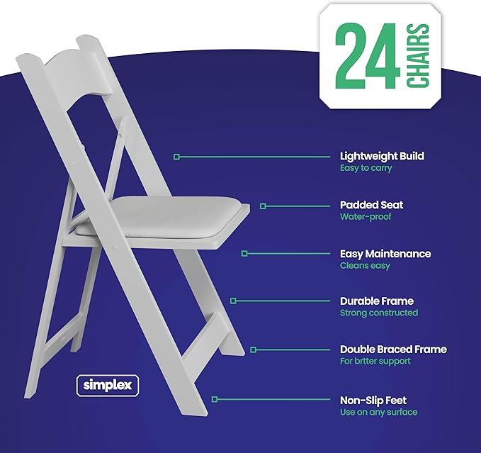 Simplex Furniture Modern White Resin Foldable Chair - Image 4