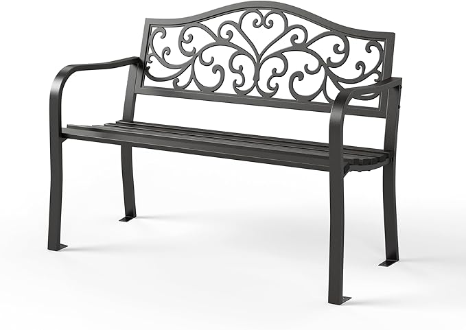 Sophia & William Outdoor Bench, Metal Garden Bench, Cast Iron Park Benches by SophiaWilliam