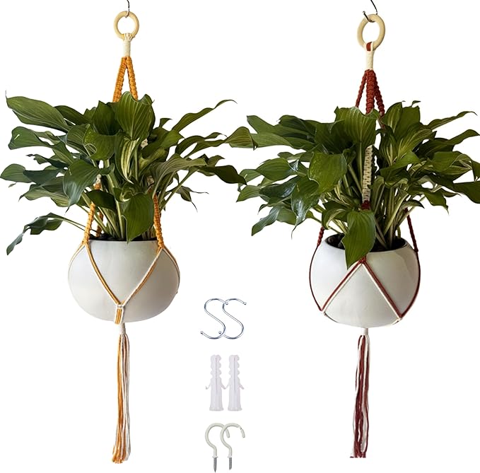 feedee 2 Pack Plant Hanger Indoor, Hanging Plant Holder, Macrame Plant Hangers - Image 8