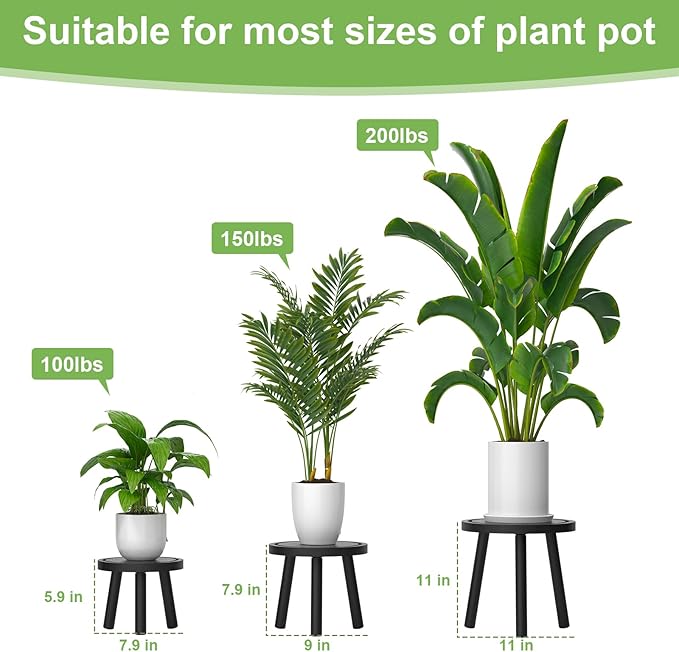 3-Pack Wood Plant Stands Indoor, Single Plant Stand - Image 3