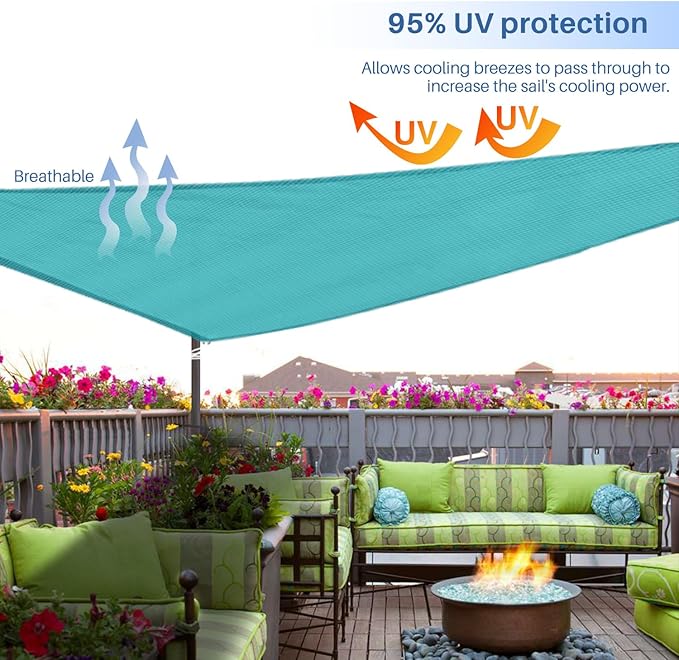 E&K Sunrise 17' x 17' x 17' Sun Shade Sail Triangle Canopy Shade Cover UV Block - Image 5