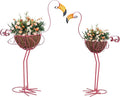 hogardeck Garden Decor for Outside, Metal Standing Flamingo Plant Pots Yard Art by HOGARDECK