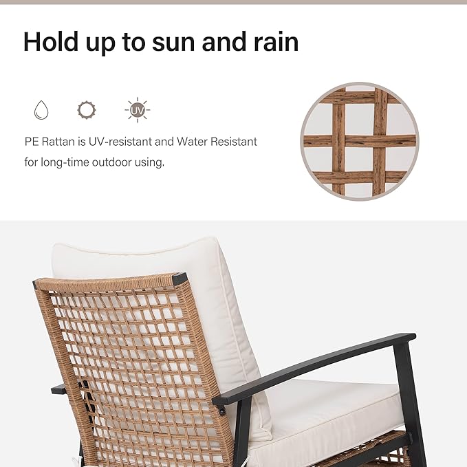 LAUSAINT HOME 3-Piece Rocking Bistro Set, Outdoor Patio Furniture - Image 4