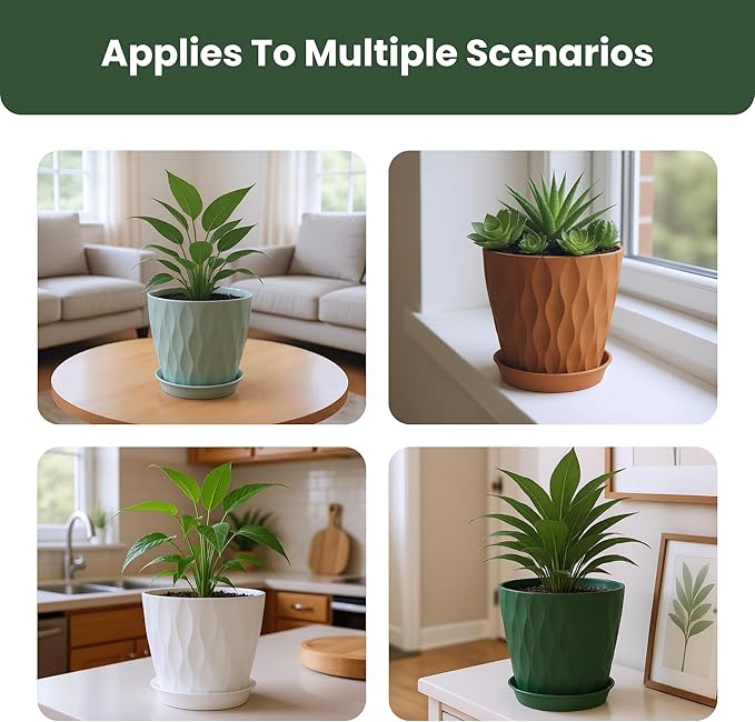 7/6.5/6/5.5/5/4.5/4 inch Plastic Plant Pots, 7 Pack Flower Planter - Image 6