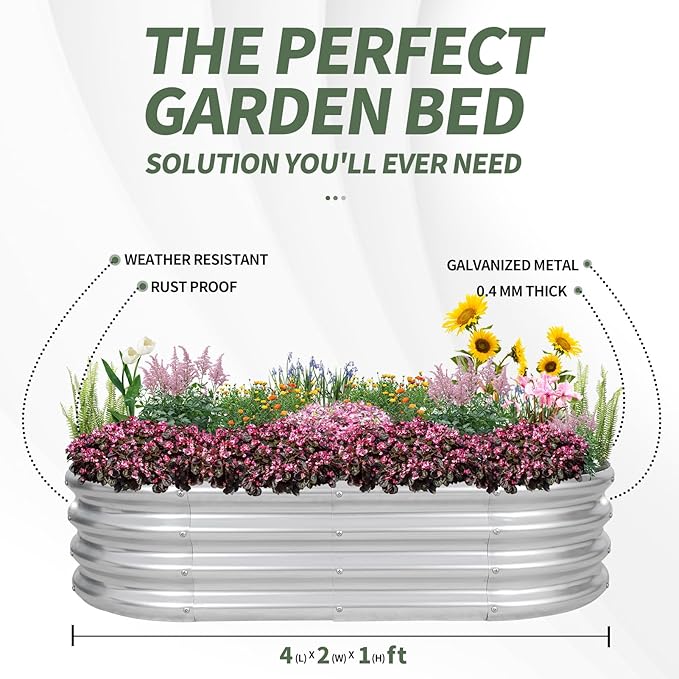 1MORE Galvanized Raised Garden Bed- Planter Garden Boxes Outdoor, Raised Beds - Image 5