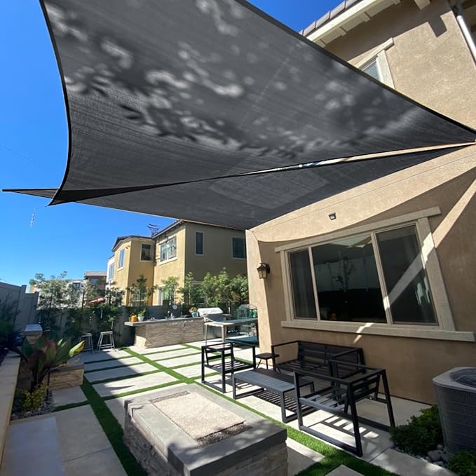 SUNLAX Sun Shade Sail 8' x 8' x 8' Graphite Grey Triangle Canopy Sail Shade by SUNLAX