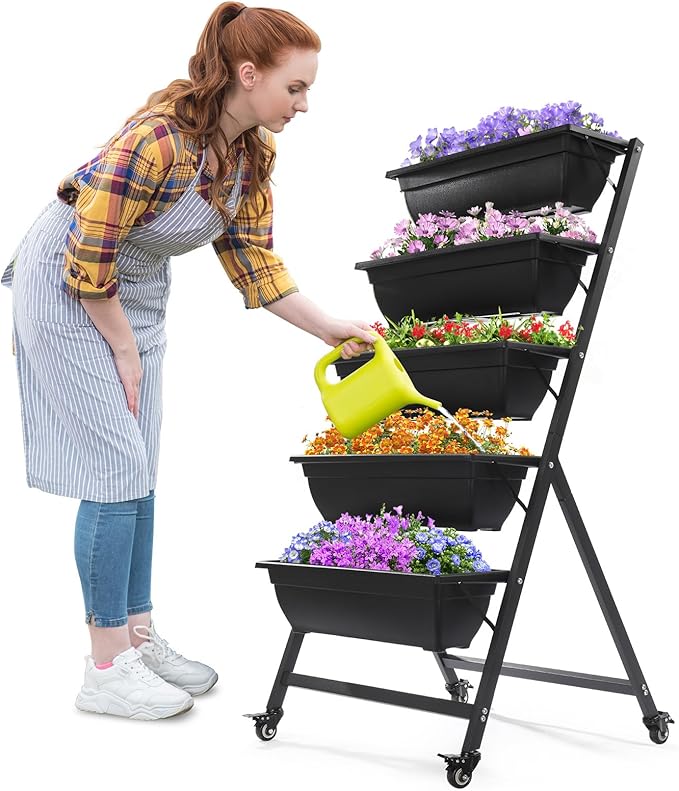 Outvita 4.4 FT Vertical Garden Bed, 5 Tier Vertical Raised Planter, Removable by Outvita