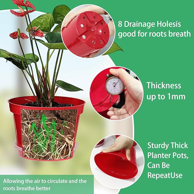8 inch Plastic Flower Pots - Image 5