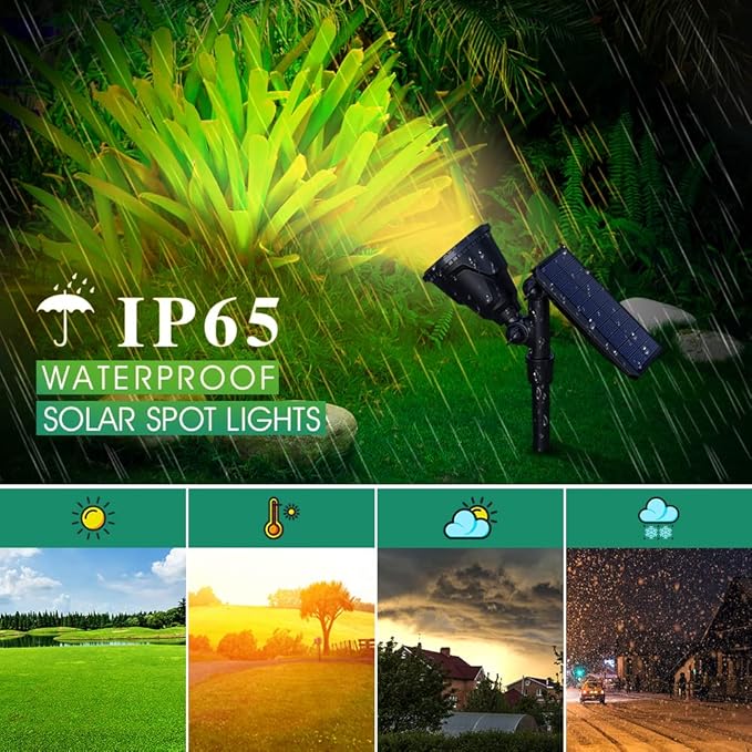 Solar Spotlights, 18 LED Solar Lights Outdoor Waterproof, 2 Mode Soft Warm - Image 5