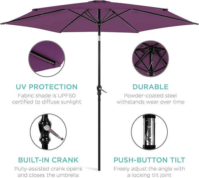 Best Choice Products 10ft Outdoor Table Compatible Steel Polyester Market Patio - Image 5