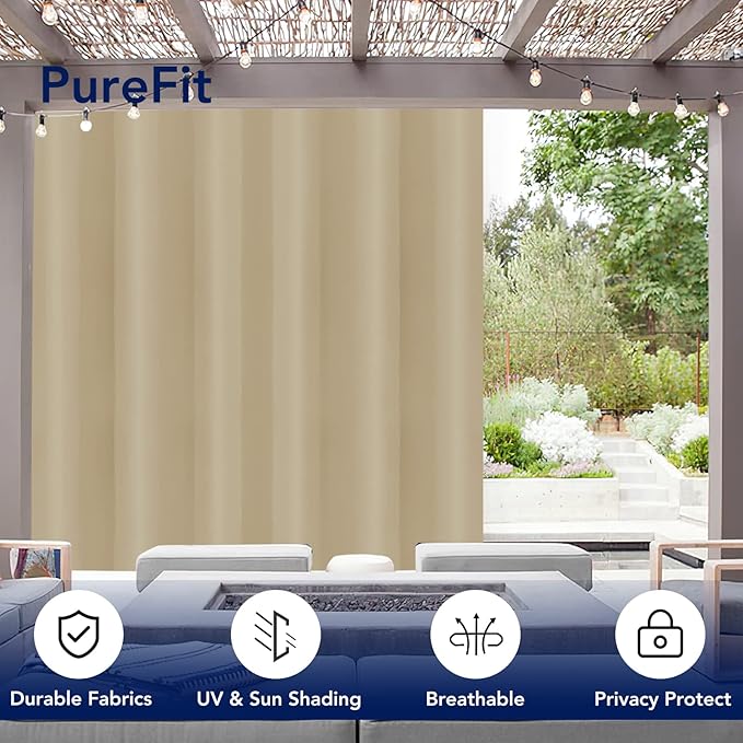 PureFit Outdoor Curtains for Patio Waterproof Weatherproof, UV Resistant - Image 3