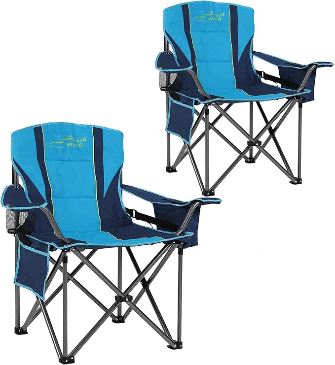 FAIR WIND 2 Pack Heavy Duty Camping Chair, Oversized Padded Folding Chair by FAIRWINDOutdoorEquipment