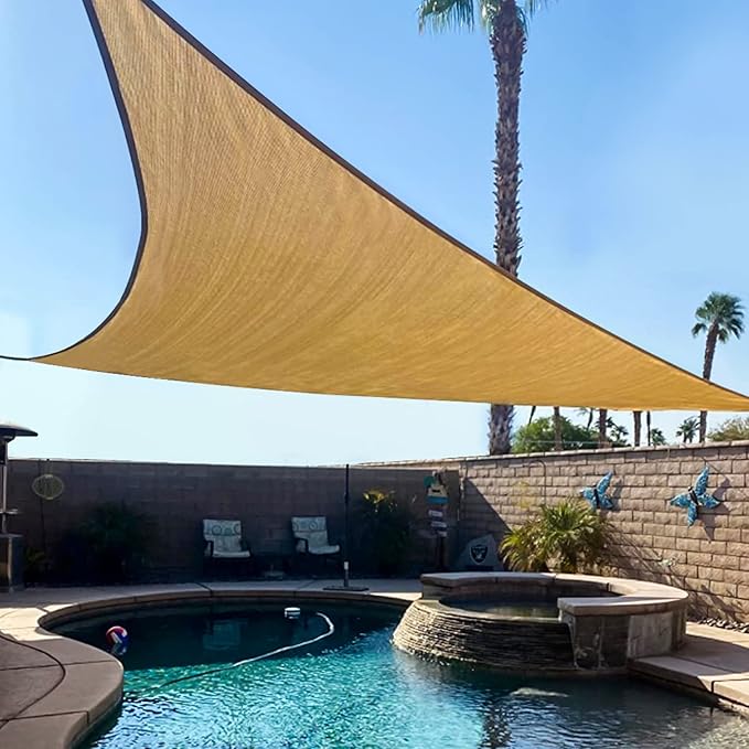 KANAGAWA Sun Shade Sail 10'x10'x14' Sand Triangle UV Block Canopy Awning by KANAGAWA