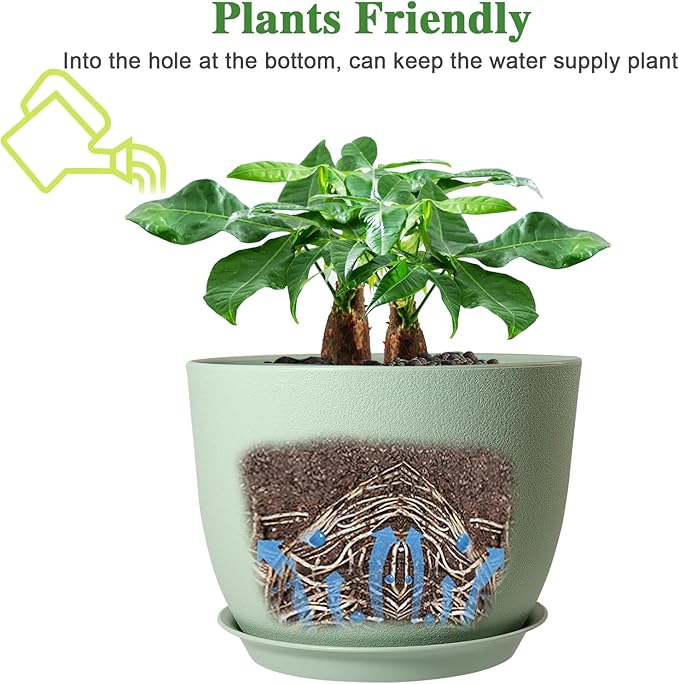 12inch Large Plant Pot, Modern Plastic Planter - Image 4