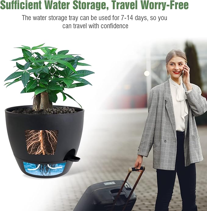 12 inch Large Self Watering Pots, Plastic Planters - Image 5