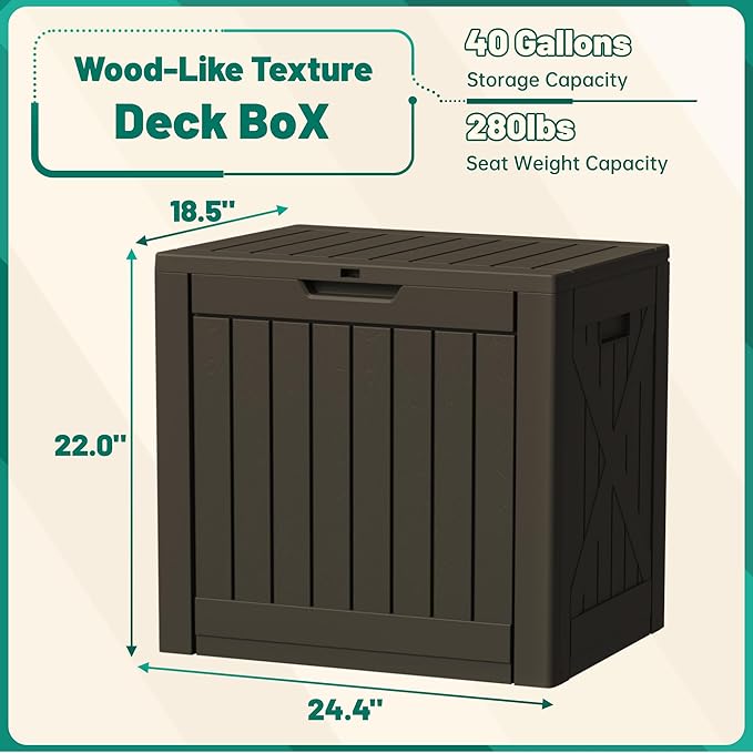 Devoko 40 Gallon Deck Box Outdoor Storage Box Waterproof - Image 7