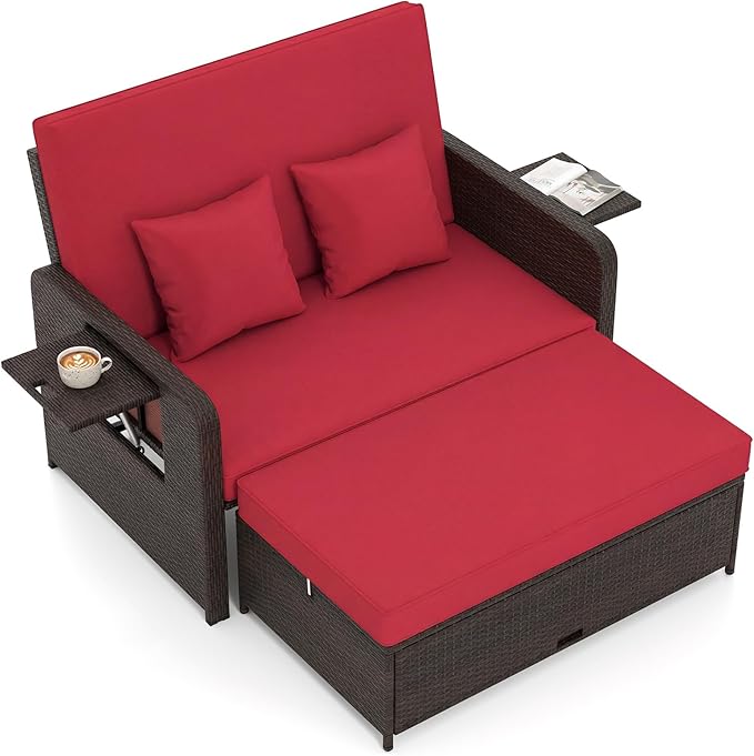 Tangkula Patio Rattan Daybed by TANGKULA