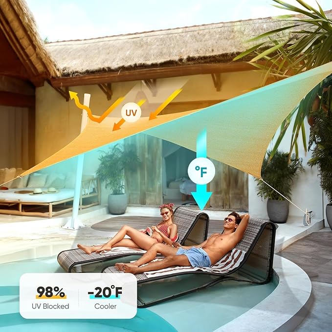 Quictent 20x16ft Rectangular Sun Shade Sail 185G HDPE Canopy 98% UV Block - Image 8