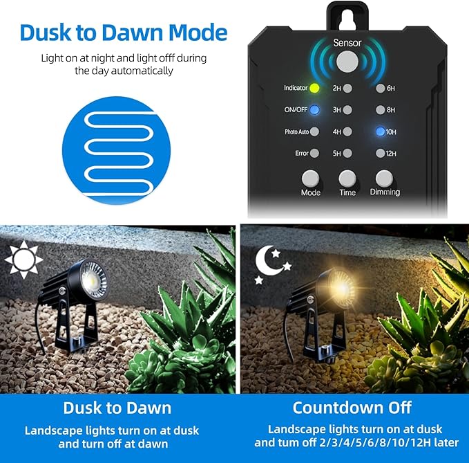 All-in-One Low Voltage Landscape Lighting, Dusk to Dawn Transformer Timer - Image 2