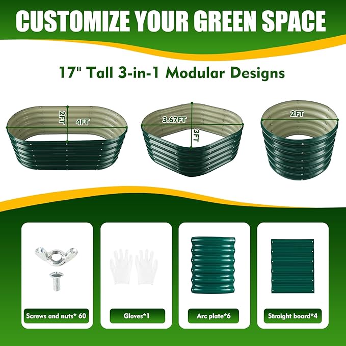 17" Tall Elevated Oval Metal Raised Garden Bed - 4ft x 2ft in Size and 0.8MM - Image 2