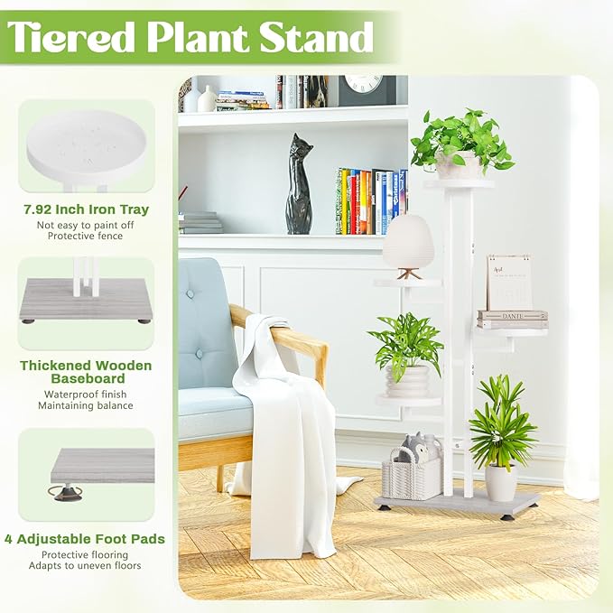 iDavosic.ly 4 Tier Plant Stand Indoor Outdoor, Tiered Corner Multiple Flower - Image 3